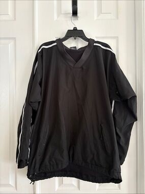 Easton Black Pullover Track Sports WindbreakerJacket White Stripes Men’s Large